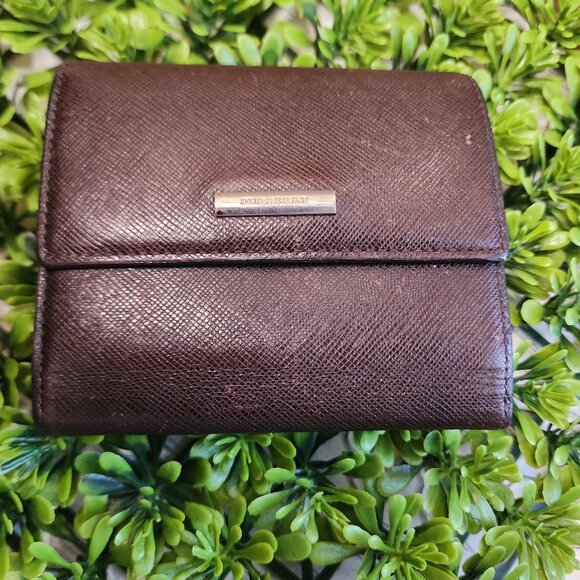 Burberry Double Snap Compact Wallet Brown Novacheck - Picture 1 of 15